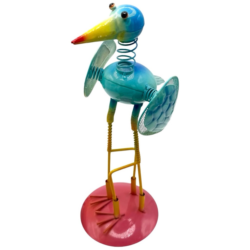 Colorful Metal Bird Sculpture for Pets - Rocks back and forth